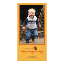 Little brown acorn Thanksgiving photo greeting Custom Photo Card