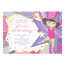Little Brunette Gymnast Invitations
