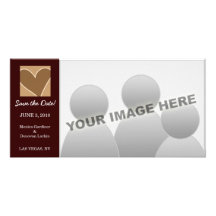 Little Cartoon Heart Brown Save the Date Photo Card Template