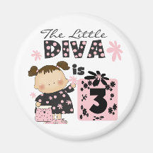Little Diva 3rd Birthday Tshirts and Gifts Refrigerator Magnet