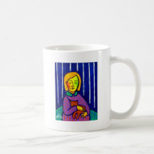 Little Girl and Cat by Piliero Coffee Mug