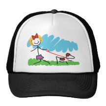 Little Girl and Dog Drawing Mesh Hat