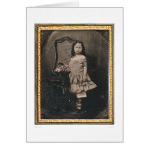 Little girl with a basket of flowers (40319) greeting card