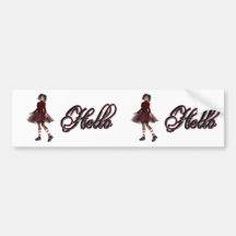 Little Gothy Girl Hello Bumper Sticker