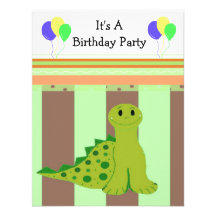 Little Green Dinosaur Party Invitaiton Invites