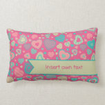 Little heart pattern Popsicle Love with banner Pillow