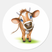 Little jersey cow round sticker