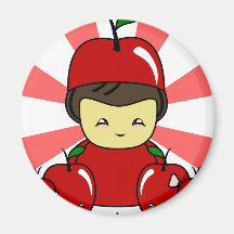 Little Kawaii Apple Boy With Apples Fridge Magnet