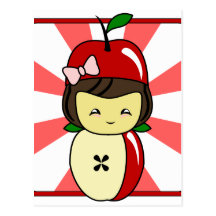 Little Kawaii Apple Girl With Seeds Post Card