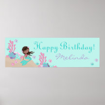Little Mermaid Birthday Banner AA Print