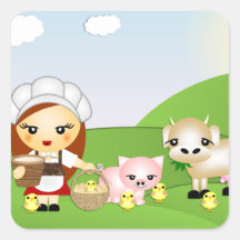 Little Milk Maid and friends Square Sticker
