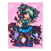 Little Miss Deelish Fairy Unicorn Princess Fantasy Post Card