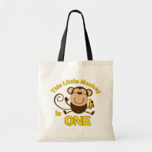 Little Monkey 1st Birthday Boy Tote Bag