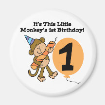Little Monkey 1st Birthday Tshirts and Gifts Refrigerator Magnets
