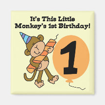Little Monkey 1st Birthday Tshirts and Gifts Magnet