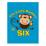 Little Monkey 6th Birhday Boy Postcards
