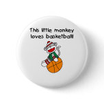 Little Monkey Loves Basketball Pinback Buttons