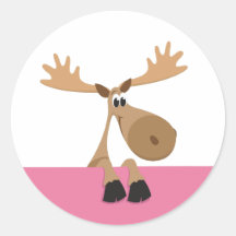 Little moose stickers - white and pink
