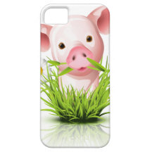 Little pink pig in grass iPhone 5 covers