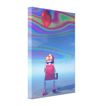 Little Red Birthday Robot 2 Canvas Print