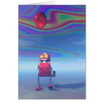 Little Red Birthday Robot 2 Card cards