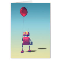 Little Red Birthday Robot 3 Card cards