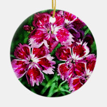 Little Red Pink and White Flowers Christmas Tree Ornament
