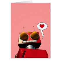 Little Red Robot Love Card cards