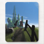 Little Red Robot Walking Over a Hill Mousepad