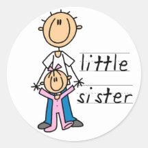 Little Sister with Big Brother T-shirts and Gifts Round Sticker