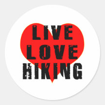 Live Love Hiking Round Stickers