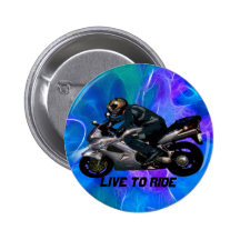Live To Ride Motorbiker Pinback Button