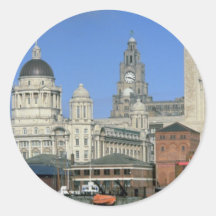 Liverpool city skyline, England, U.K. Round Stickers