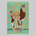 Llama Love Damask Poster posters