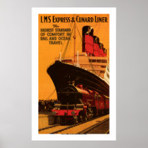 LMS Express & Cunard Liner Poster