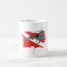 lobster on shredded flag coffee mug