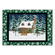 log cabin christmas card