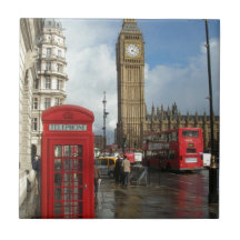 London Phone box & Big Ben (St.K) Ceramic Tiles