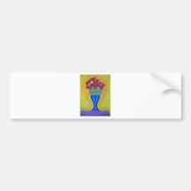 Long-stemmed Hearts in Blue Vase Bumper Sticker