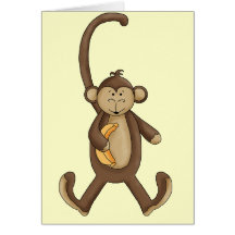 Long Tailed Monkey Greeting Card