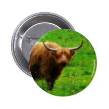 Longhaired LongHorn with Long Horns Pin
