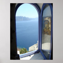 Looking Out in Santorini Print
