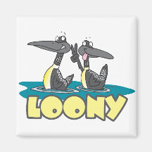 loony loons bird cartoon fridge magnet
