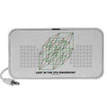 Lost In The Fifth Dimension? (Geometry Cube Humor) iPod Speakers