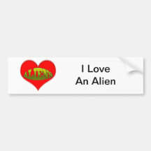 Love Aliens Heart Bumper Sticker