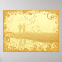 Love Beach Couple Grunged and Swirled Print