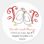 Love Birds and Blossoms Address Labels Round Stickers