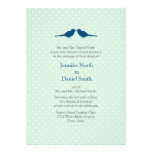 Love Birds And White Polka Dot Mint Wedding Invite invitations