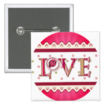 LOVE BUG BUBBLE, DOTS & STRIPES by SHARON SHARPE Pins