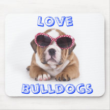 Love Bulldogs, Bulldog with Sunglasses Mousepad